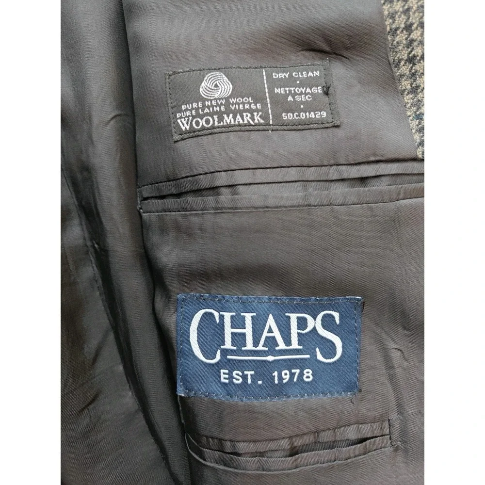 Chaps Vintage Mens Wool Sports Coat 44R Taupe Houndstooth 2 Button Blazer Canada